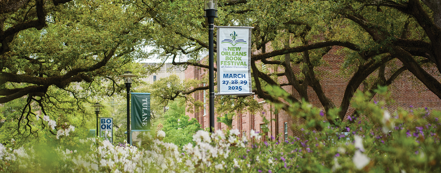 Book Fest pole banner on campus.