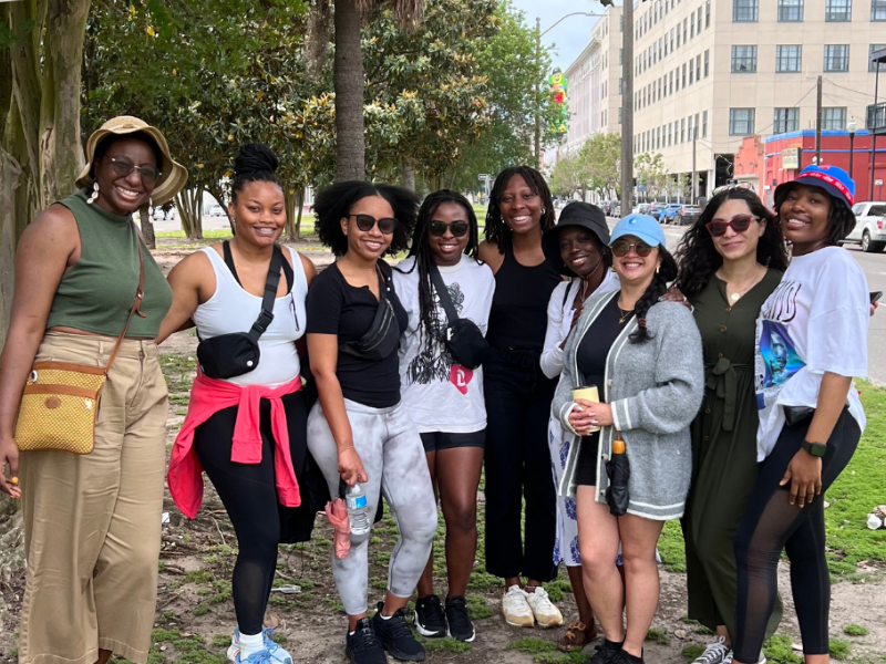 Maternal and Child Health students posing for a picture outdoors in downtown New Orleans