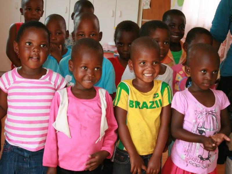A group of South African children smiling