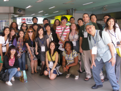 Ted CHen, far right, with a group of students at National Taiwan University,