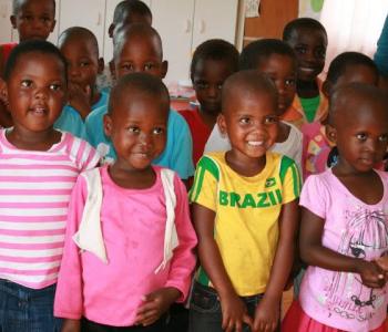 A group of South African children smiling