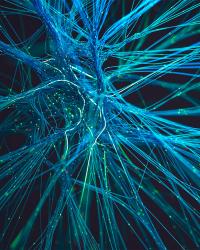 Futuristic Digital Neural Network Technology Background stock photo